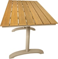 Albury ruokapöytä 130x70 taupe alumiini / tiikki easywood: Tyylikäs Albury ruokapöytä ulos, 130x70 cm, taupe alumiinia ja tiikkiä. Täydellinen terassille tai parvekkeelle. Kestävä ja helppohoitoinen.