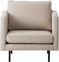 Copenhagen Scandic nojatuoli, Soro 21 beige / mustat jalat: Tyylikäs beige nojatuoli mustilla jaloilla, täydellinen olohuoneen sisustukseen. Mukava istua ja elegantti lisä kodin sisustukseen.