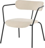 Duffy lounge-nojatuoli beige sametti: Tyylikäs beige samettinojatuoli, joka tuo kodikkuutta olohuoneeseen. Erinomainen valinta rentoutumiseen ja sisustukseen.