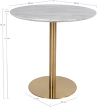 Pikkukuva: House Nordic Bolzano ruokapöytä pyöreä 90cm, harmaa marmorijäljitelmä / messingin värinen jalka
