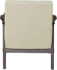 Dove nojatuoli, pähkinä kumipuu runko / beige kangas: Tyylikäs beige nojatuoli, kumipuurunko. Sopii olohuoneeseen rentoutumiseen tai sisustuksen viimeistelyyn. Elegantti valinta moderniin kotiin.
