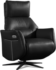 Lorenzo nojatuoli mekanismilla musta nahka/keinonahka: Tyylikäs Lorenzon nojatuoli mekanismilla, musta nahka ja keinonahka, täydellinen rentoutumiseen olohuoneessa. Ergonominen muotoilu, moderni design.