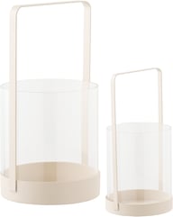 Pikkukuva: Hurricane lyhtysetti lasi/beige metalli, (2kpl/setti)
