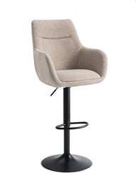 North Collection Everly baarituoli käsinojilla hiekka (trumpettijalka): Tyylikäs Everly baarituoli, jossa hiekka-verhoilu ja trumpettijalka. Sopii moderniin ruokailutilaan tai baaritiskille. Kestävä metallirunko.