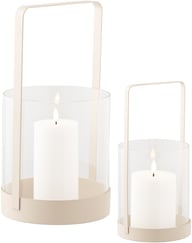 Pikkukuva: Hurricane lyhtysetti lasi/beige metalli, (2kpl/setti)