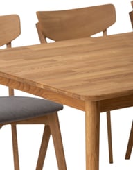 Ekholm & Ekholmen ruokailuryhmä 180x90 kuudelle, öljytty tammi / tummanharmaa kangasistuin: Tyylikäs ruokailuryhmä kuudelle, oljytystä tammesta. Tumma harmaa kangasistuin tuo modernia ilmettä. Täydellinen ruokailutilan keskipisteeksi.