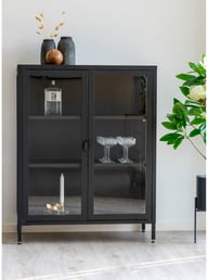 Pikkukuva: House Nordic Brisbane matala vitriinikaappi 2-ovea, musta