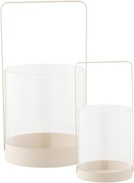 Pikkukuva: Hurricane lyhtysetti lasi/beige metalli, (2kpl/setti)