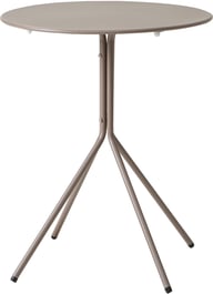 Trento parvekepöytä pyöreä 60cm khaki: Tyylikäs Trento pyöreä parvekepöytä (60 cm) khakinvärisenä, täydellinen ulkoruokailuun ja terassikalusteiksi. Kestävä ja moderni valinta parvekkeelle.
