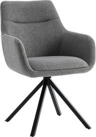 North Collection Everly ruokapöydän tuoli käsinojilla harmaa (Kiinteä Star-jalka): Tyylikäs harmaa ruokatuoli, jossa kestävä metallirunko ja mukava verhoilu. Sopii täydellisesti moderniin ruokailutilaan tai pienelle ruokapöydälle.