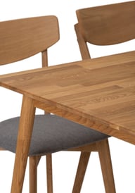 Ekholm & Ekholmen ruokailuryhmä 180x90 kuudelle, öljytty tammi / tummanharmaa kangasistuin: Tyylikäs ruokailuryhmä kuudelle, öljytyt tammi ja tummanharmaat kangasisustukset. Täydellinen ruokailutilan keskipisteeksi.