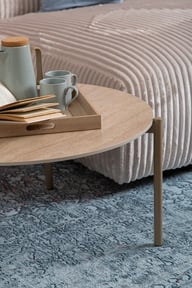 Pikkukuva: N &L Tilda sarjapöydät pyöreä 85x40 + 65x45, beige kivi / metallijalat