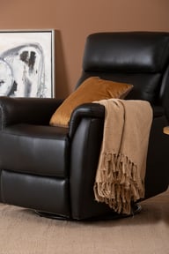 Pikkukuva: Loungea Colorado recliner-tuoli keinuva/pyörivä, musta nahka/keinonahka