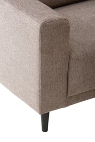 Portland Kulmasohva 2K3, beige: Moderni kulmasohva Portland, muokattava ja dynaaminen, beige väri, täydellinen olohuoneeseen. Tyylikäs muotoilu lisää mukavuutta ja tilan käytettävyyttä.