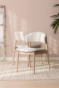 Pikkukuva: Niela ruokatuoli, valkolakattu tammi / beige kangas