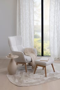 Pikkukuva: N&L Lisbet lepotuoli & rahi, beige verhoilu, natural tammen värinen runko