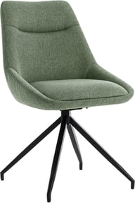 North Collection Everly ruokapöydän tuoli vihreä ( Pyörivä Spider-jalka): Tyylikäs ruokatuoli vihreällä verhoilulla ja metallijaloilla, täydellinen pariskunnan ruokapöytään. Mukava istua, moderni design.