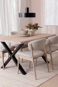 Pikkukuva: Niela & Estelle ruokailuryhmä neljälle 140x95, valkolakattu tammi, x-jalat