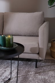 Copenhagen Scandic avokulmasohva (vasen), Soro 23 greige / mustat jalat
