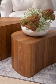 Island sarjapöytä 90x60x40 + 60x40x33 american walnut: Tyylikäs sohvapöytä, joka yhdistää käytännöllisyyden ja estetiikan. Sopii täydellisesti olohuoneen säilytykseen ja sisustukseen.