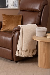 Pikkukuva: Loungea Colorado recliner-tuoli nostomekanismilla ruskea nahka/keinonahka