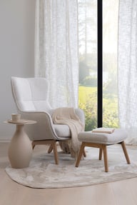 Pikkukuva: N&L Lisbet lepotuoli & rahi, beige verhoilu, natural tammen värinen runko