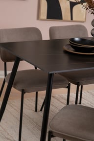 Pikkukuva: Kadri ruokailuryhmä 120x80cm neljälle, tumma keraamien kansi / beige kangastuoli