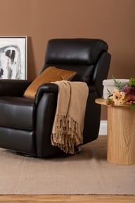 Pikkukuva: Loungea Colorado recliner-tuoli keinuva/pyörivä, musta nahka/keinonahka