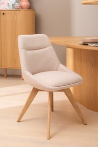 North Collection Everly ruokapöydän tuoli, hiekka (Spider-jalka natural tammi): Tyylikäs ruokatuoli, jossa metallirunko ja elegantti verhoilu. Sopii täydellisesti moderniin ruokailutilaan. Kestävä ja mukava istua.