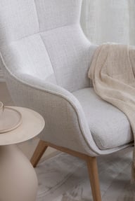 Pikkukuva: N&L Lisbet lepotuoli & rahi, beige verhoilu, natural tammen värinen runko