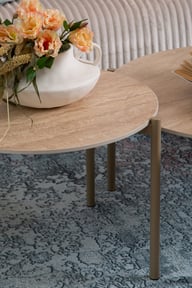 Pikkukuva: N &L Tilda sarjapöydät pyöreä 85x40 + 65x45, beige kivi / metallijalat