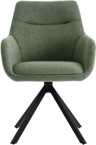North Collection Everly ruokapöydän tuoli käsinojilla vihreä (Kiinteä Star-jalka): Tyylikäs ruokatuoli, jossa vihreä verhoilu ja kestävä metallijalka. Erinomainen valinta moderniin ruokailutilaan tai pienelle ruokapöydälle kahdelle.