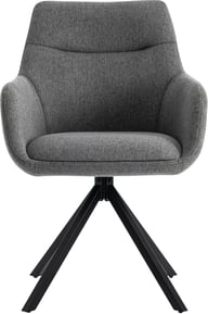North Collection Everly ruokapöydän tuoli käsinojilla harmaa (Kiinteä Star-jalka): Tyylikäs harmaa ruokatuoli, jossa metallijalka ja mukautuva verhoilu. Sopii täydellisesti pieneen ruokailutilaan tai pariskunnan ruokapöydän ääreen.