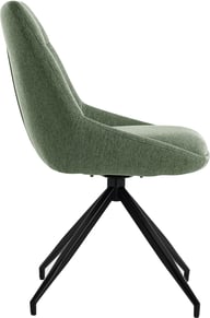 North Collection Everly ruokapöydän tuoli vihreä ( Pyörivä Spider-jalka): Tyylikäs vihreä ruokatuoli, jossa moderni metallirunko ja mukava verhoilu. Sopii erinomaisesti pienille ruokapöydille kahdelle.