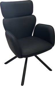 Astrid North Collection ruokapöydän tuoli, musta keinonahka: Tyylikäs musta ruokatuoli, jossa kestävä metallirunko ja mukava bonded-nahka. Sopii moderniin ruokailutilaan.