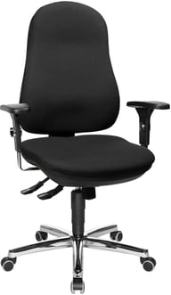 Support Sy työtuoli, kromijalka / musta kangas: Tyylikäs työtuoli kromijaloilla ja mustalla kankaalla, täydellinen toimistoon tai kotikonttoriin. Ergonominen muotoilu takaa mukavuuden pitkissä työpäivissä.