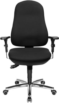 Support Sy työtuoli, kromijalka / musta kangas: Työtuoli kromijaloilla ja mustalla kankaalla, moderni ja ergonominen muotoilu. Sopii täydellisesti toimistoon tai kotiin.