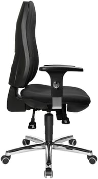 Support Sy työtuoli, kromijalka / musta kangas: Tyylikäs työtuoli kromijaloilla, mustasta kankaasta. Ergonominen muotoilu tukee selkää, täydellinen toimistoon tai etätyöhön.
