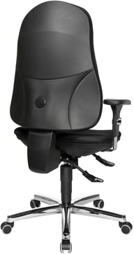 Support Sy työtuoli, kromijalka / musta kangas: Tyylikäs työtuoli kromijalalla ja mustalla kankaalla, täydellinen toimistoon tai kotitoimistoon. Ergonominen muotoilu takaa mukavuuden pitkille työpäiville.