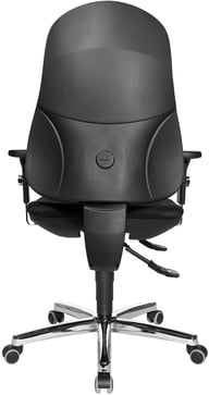 Support Sy työtuoli, kromijalka / musta kangas: Työtuoli modernilla kromijalalla ja mustalla kankaalla, ergonominen muotoilu, sopii toimistoon ja etätyöhön. Tyylikäs ja mukava istua.