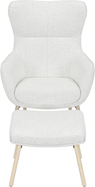 Pikkukuva: N&L Lisbet lepotuoli & rahi, beige verhoilu, valkovahatun tammen värinen runko