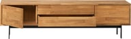 Kaiku tv-taso 180 cm natural tammi: Tyylikäs Kaiku TV-taso, 180 cm, luonnontammesta mustilla metallijaloilla. Täydellinen olohuoneen säilytysratkaisu. Elegantti muotoilu yhdistää käytännöllisyyden ja modernin estetiikan.