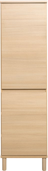 Sata-sarja korkea vitriini nro 110. puuovilla 47cm oikea vaalea tammi, pyöreä jalka