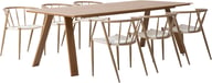 Messina & Deco ruokailuryhmä 220x100 kuudelle: Tyylikäs Messina ruokailuryhmä ulos, sisältää 220x100 cm pöydän ja 6 beigeä Deco-tuolia. Erinomainen valinta terassille tai puutarhaan!