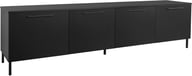 Nauvo TV-taso 220 cm (4 ovea): Tyylikäs musta TV-taso 220 cm, lisäovilla. Sopii olohuoneen säilytyskalusteeksi, tarjoaa modernia ilmettä ja käytännöllisyyttä.