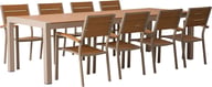 Albury ruokailuryhmä jatkettava 205/275x95cm kahdeksalle: Tyylikäs ja kestävä Albury jatkopöytä, 205-275 cm, taupe alumiinia ja tiikkiä. Sopii täydellisesti ulkoruokailuryhmiin terassille tai puutarhaan.