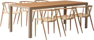 Albury & Deco ruokailuryhmä 205x90 kuudelle: Tyylikäs ulkoruokailuryhmä, jossa tukeva tiikkipöytä (205x90 cm) ja kuusi beigeä Deco-tuolia. Täydellinen terassille tai puutarhaan!