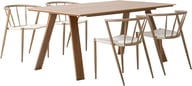 Messina & Deco ruokailuryhmä 160x100 neljälle: Tyylikäs ruokailuryhmä ulos, sisältää 160x100 cm pöydän ja neljä beigeä Deco-tuolia. Täydellinen terassille tai puutarhaan.