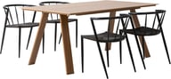 Messina & Deco ruokailuryhmä 160x100 neljälle: Tyylikäs Messina ulkopöytä (160x100 cm) ja 4 Deco-tuolia mustalla rungolla ja narulla. Täydellinen ruokailuryhmä terassille, parvekkeelle tai puutarhaan.