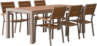 Albury ruokailuryhmä jatkettava 205/275x95cm kahdeksalle: Tyylikäs ulkoruokailuryhmä, jossa jatkopöytä (205-275 cm) ja 8 tuolia. Alumiinirunko, tiikkipintaa, taupe-väri. Täydellinen terassille!